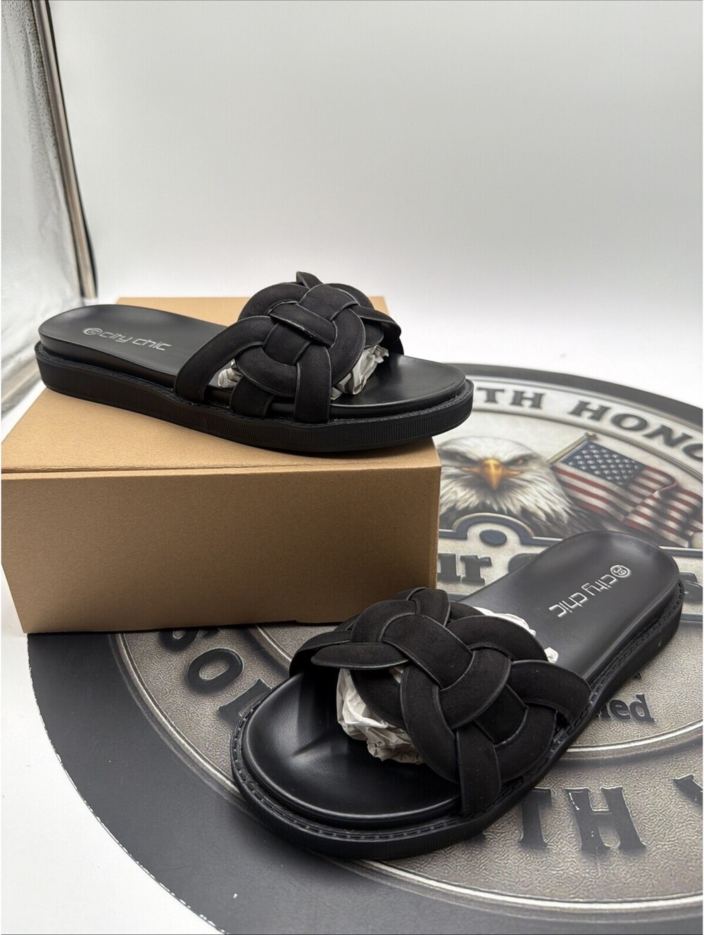 City Chic Women's Wide Fit Slide Sandals - Star Weave Size 8 W